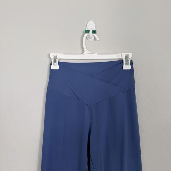 Aerie Womens Offline Real Me High Waisted Crossover Flare Leggings Blue Large - Picture 2 of 5